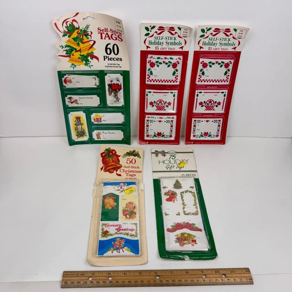 Vtg Lot Christmas Holiday Gift Tags Retro Some Sealed w packaging Collect READ